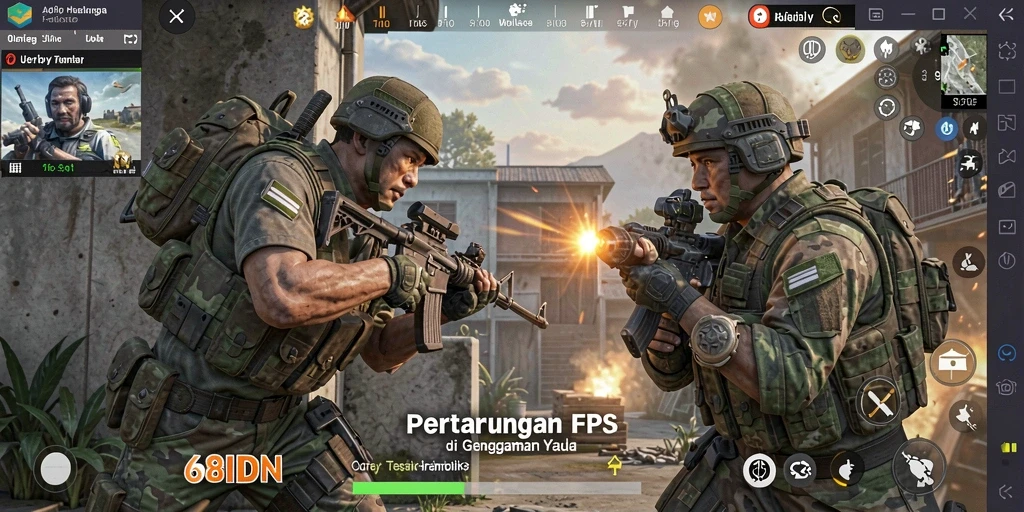 Screenshot utama 68IDN menampilkan aksi tembak-menembak yang mendebarkan.