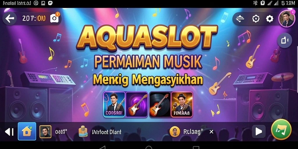 Tampilan gameplay AQUASLOT dengan efek visual musik yang menakjubkan.