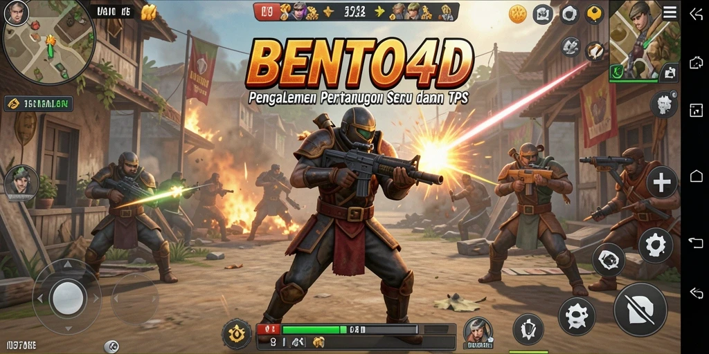 Tangkapan layar utama BENTO4D menampilkan aksi seru dari gameplay TPS.