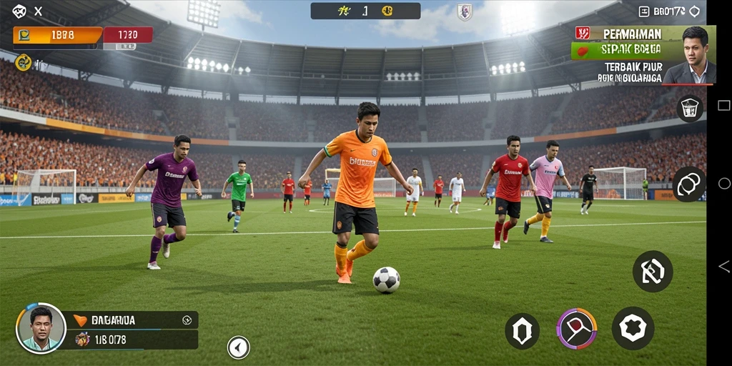 Tampilan gameplay intens dari BRO178 yang menampilkan aksi sepak bola.