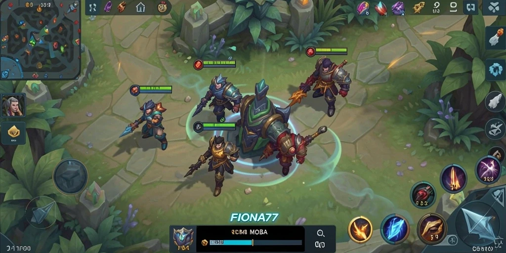 Screenshot gameplay FIONA77 menampilkan pertempuran yang epik.