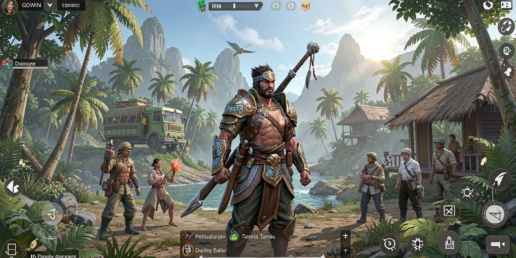 Screenshot gameplay GOWIN yang menampilkan karakter menjelajahi dunia terbuka.