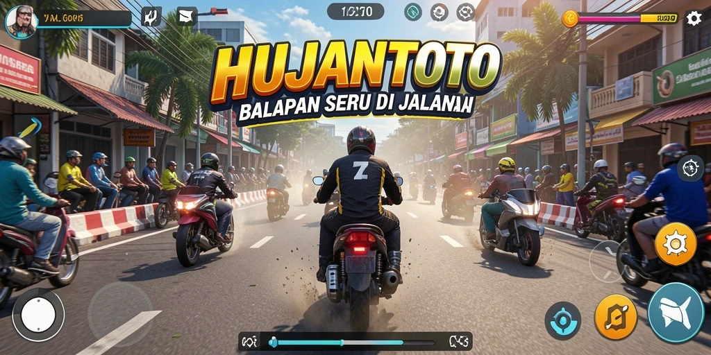 Tampilan menarik gameplay seru balapan HUJANTOTO.