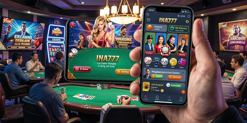 Screenshot gameplay Live Casino INA777 dengan dealer langsung yang interaktif.
