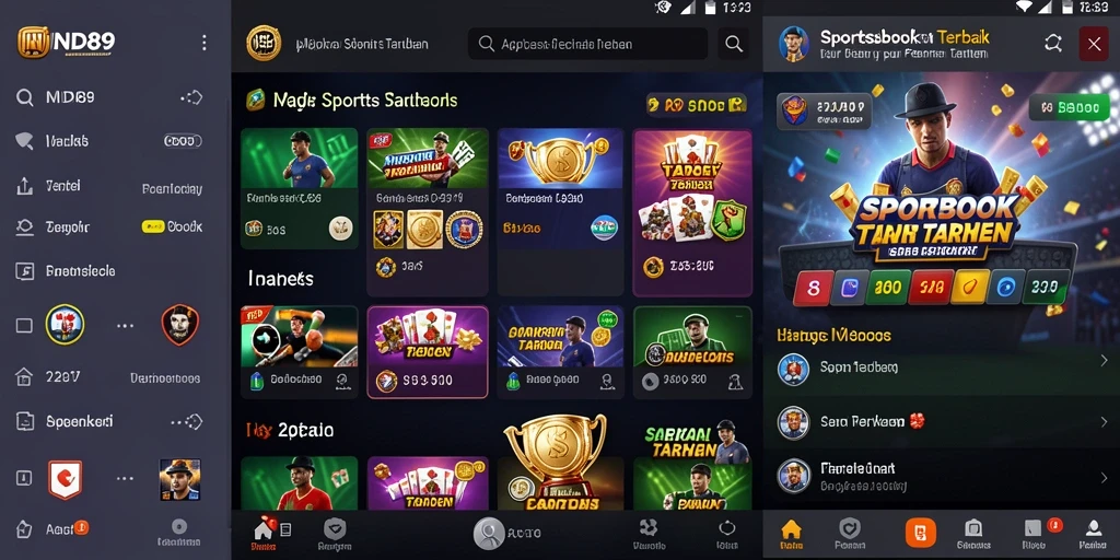 Tampilan gameplay Sportsbook di aplikasi IND89 dengan berbagai pilihan taruhan.