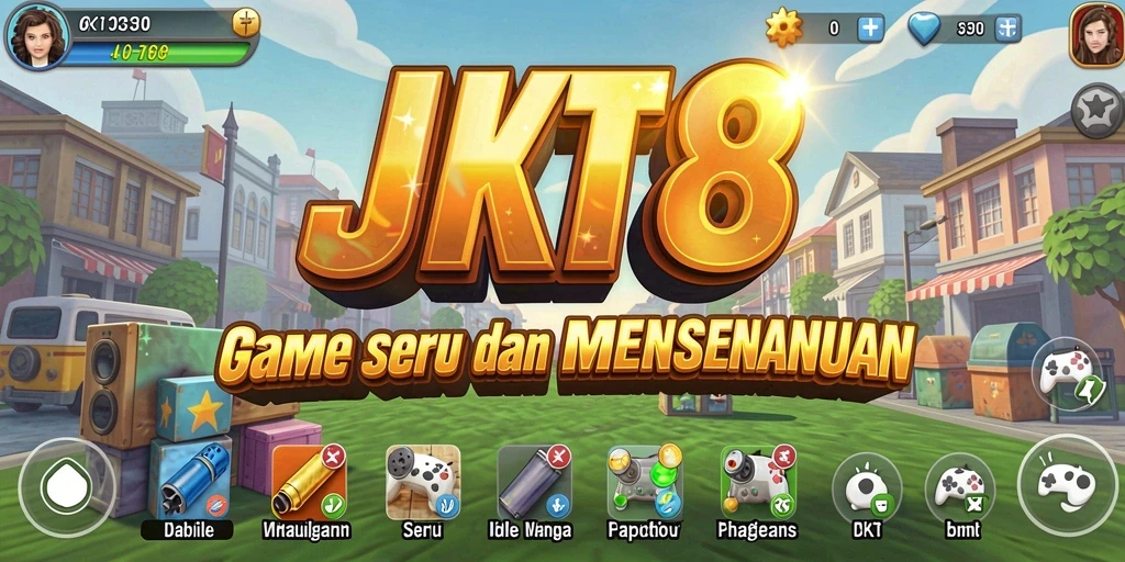 Tampilan gameplay JKT8 dengan karakter yang bekerja secara otomatis.
