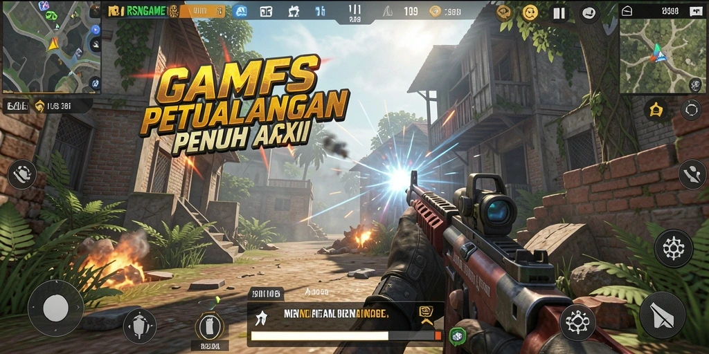 Screenshot gameplay RSNGAME menampilkan aksi menembak yang mendebarkan.
