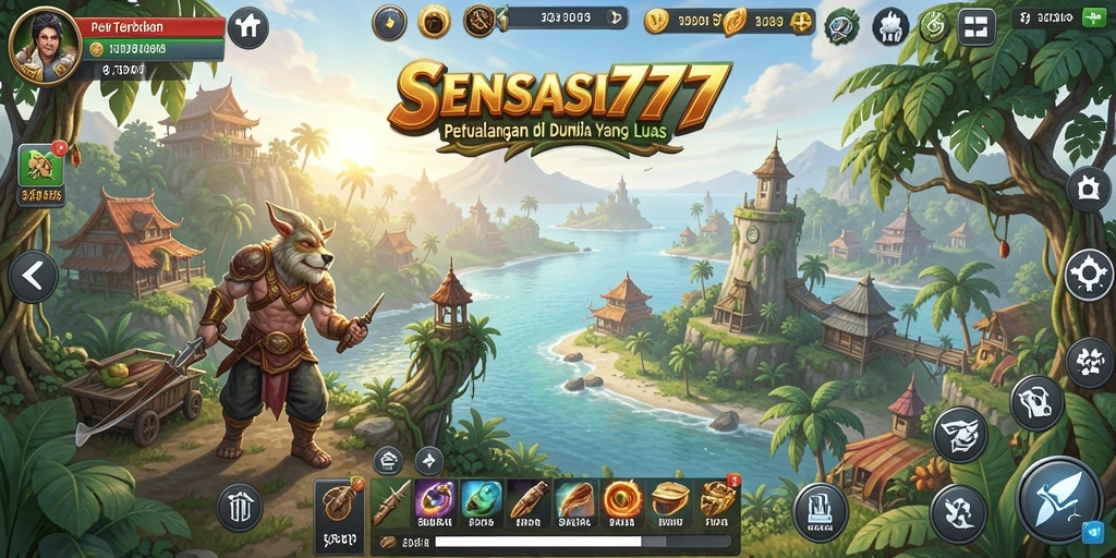 Tampilan gameplay SENSASI777 dengan dunia terbuka yang luas dan detail menawan.