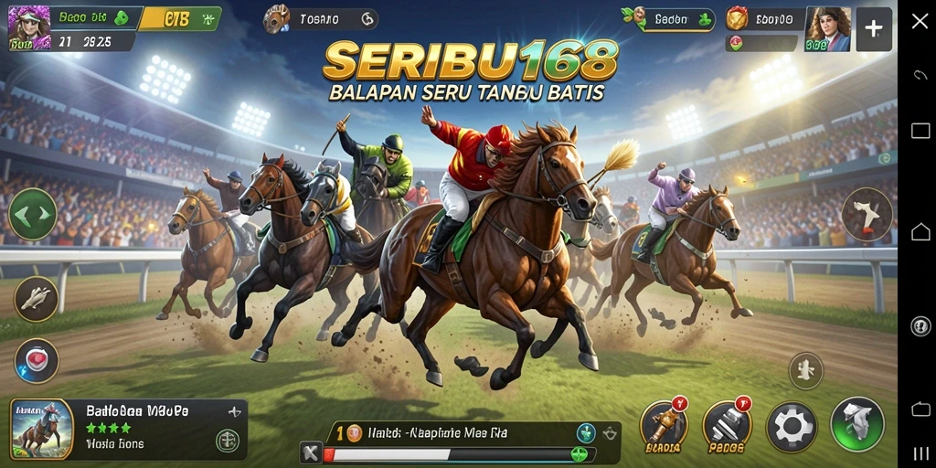 Screenshot SERIBU168 menampilkan aksi balapan yang menegangkan dan mobil yang kencang.
