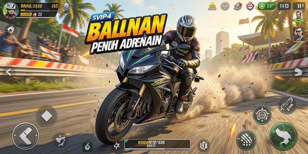 Tampilan gameplay seru balapan motor di SVIP4.
