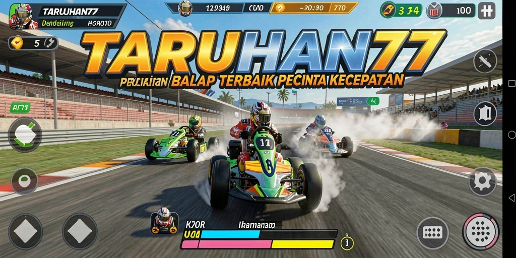 Screenshot gameplay TARUHAN77 menunjukkan aksi balap yang mendebarkan.