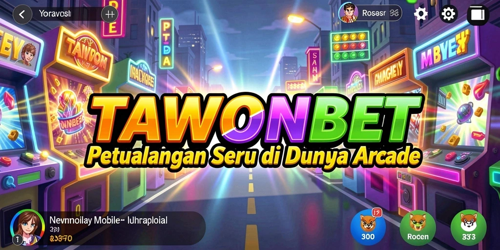 Screenshot TAWONBET menunjukkan gameplay Arcade yang penuh warna dan seru.