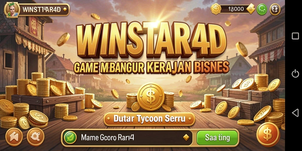 Tampilan gameplay seru WINSTAR4D saat membangun kerajaan bisnis.